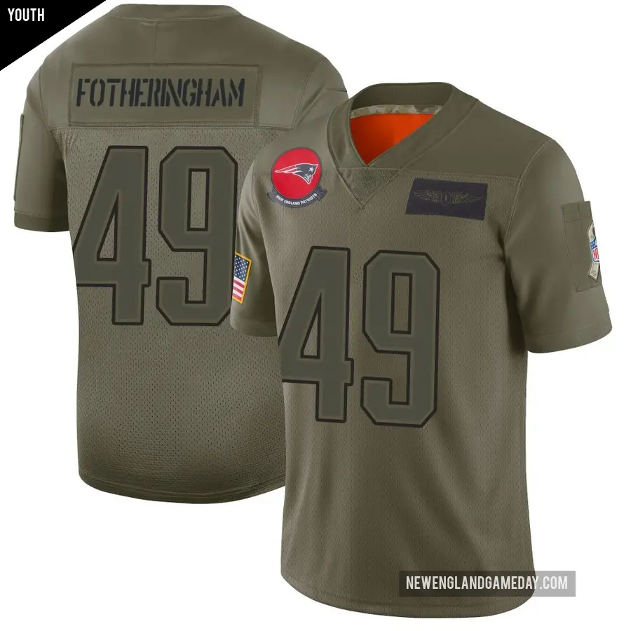 Youth New England Patriots ＃49 Cole Fotheringham Camo Limited 2019 Salute to Service Jersey