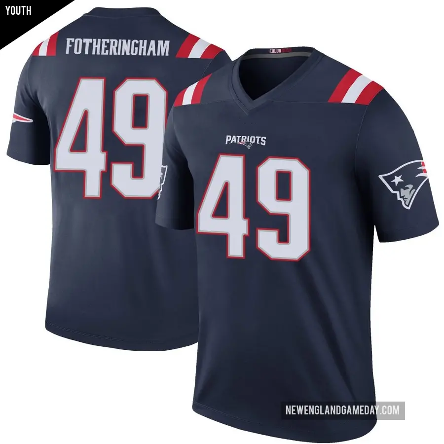 Youth New England Patriots ＃49 Cole Fotheringham Navy Legend Color Rush Jersey