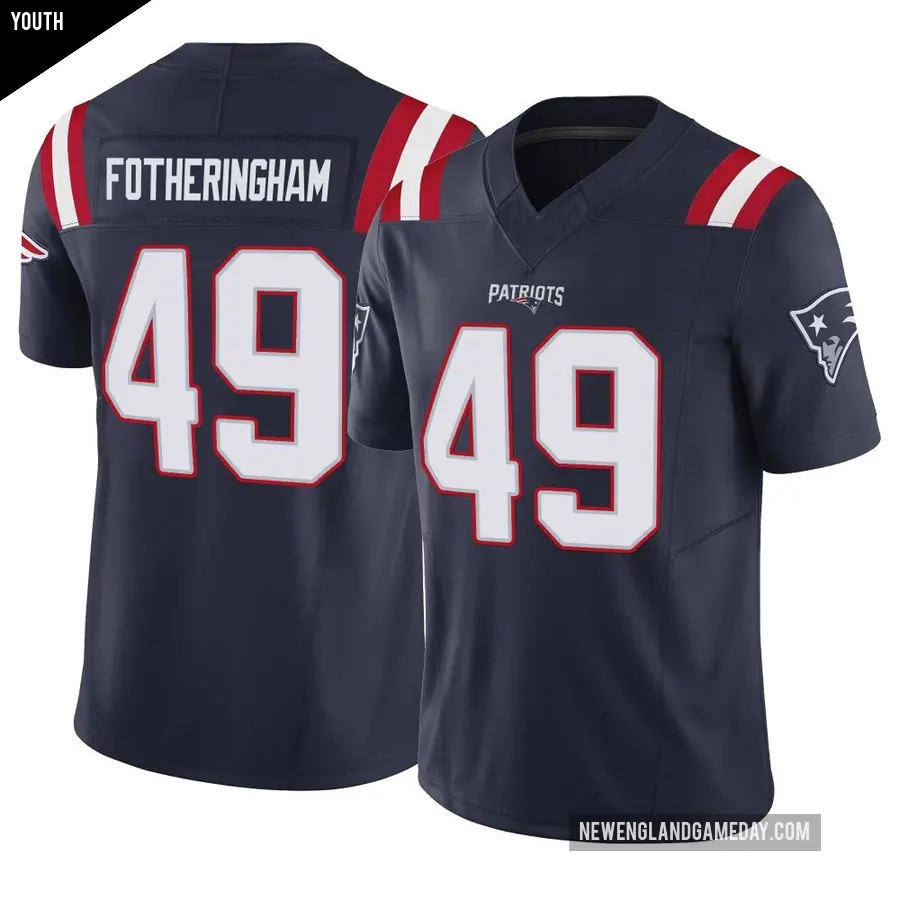 Youth New England Patriots ＃49 Cole Fotheringham Navy Limited Vapor F.U.S.E. Jersey