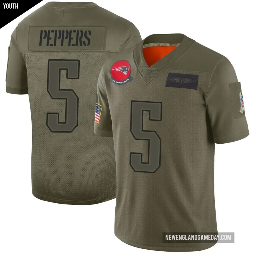 Youth New England Patriots ＃5 Jabrill Peppers Camo Limited 2019 Salute to Service Jersey