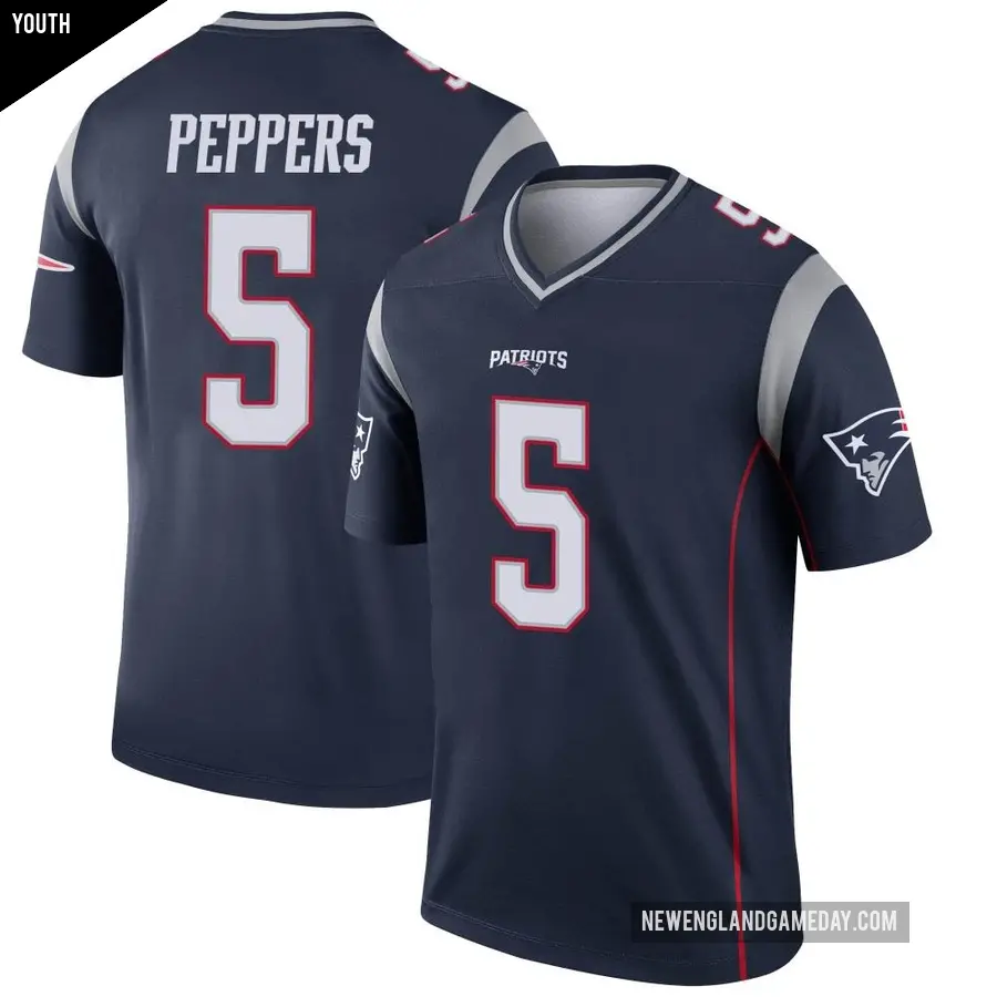 Youth New England Patriots ＃5 Jabrill Peppers Navy Legend Jersey