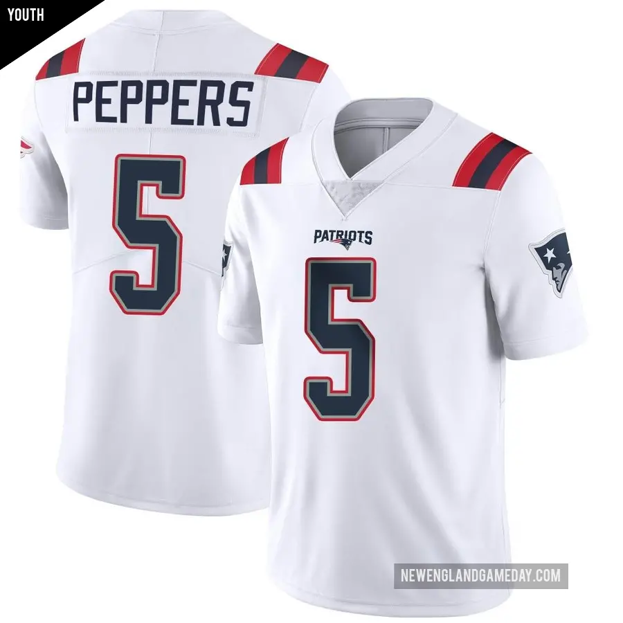 Youth New England Patriots ＃5 Jabrill Peppers White Limited Vapor Untouchable Jersey