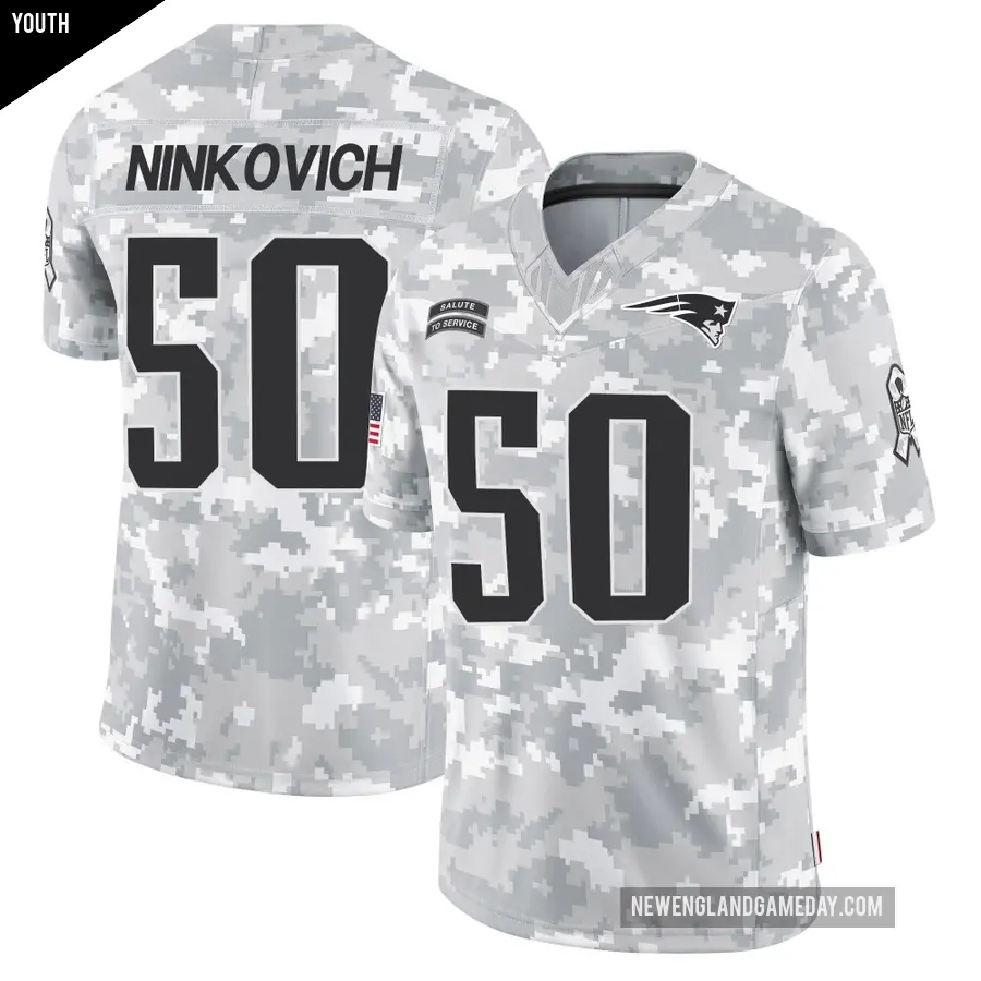 Youth New England Patriots ＃50 Rob Ninkovich Arctic Camo Limited 2024 Salute to Service Jersey