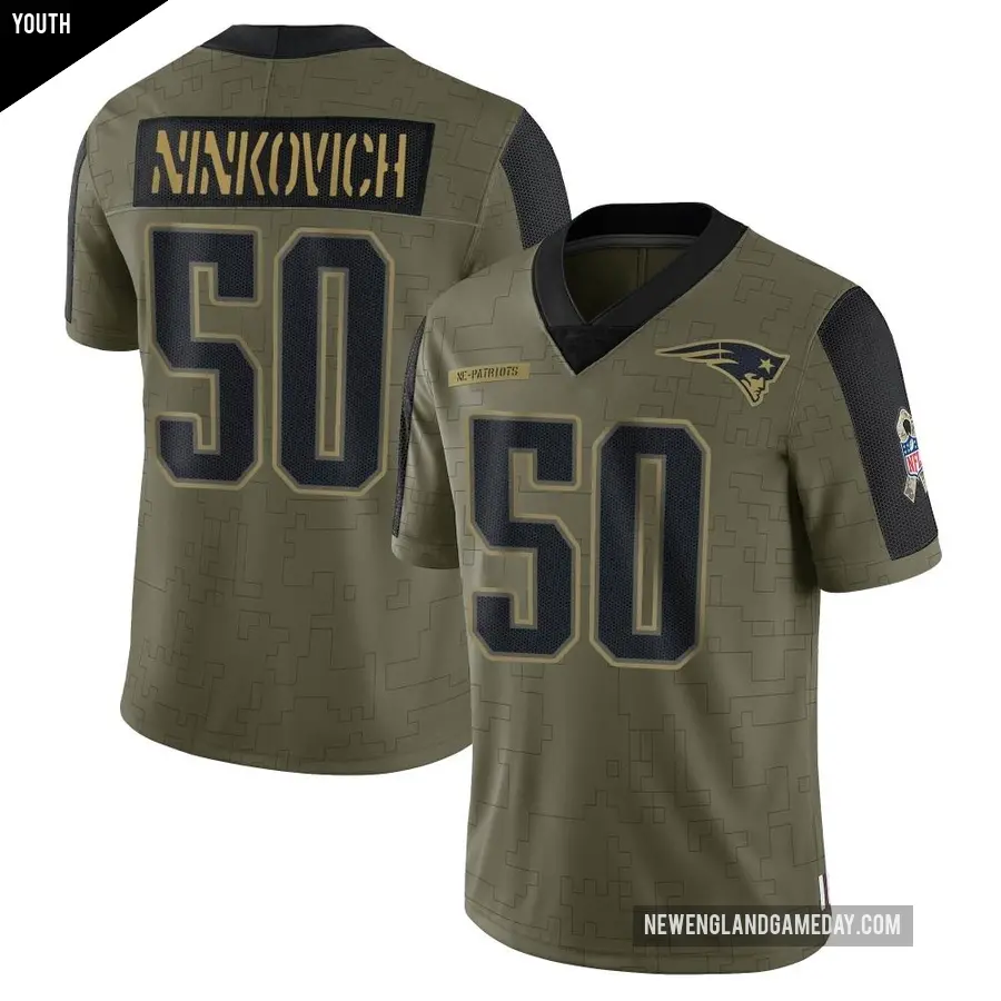 Youth New England Patriots ＃50 Rob Ninkovich Olive Limited 2021 Salute To Service Jersey