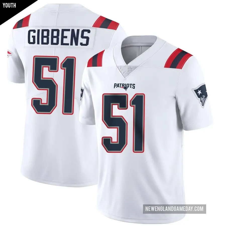 Youth New England Patriots ＃51 Jack Gibbens White Limited Vapor Untouchable Jersey