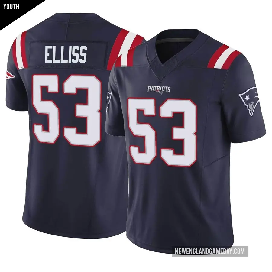 Youth New England Patriots ＃53 Christian Elliss Navy Limited Vapor F.U.S.E. Jersey