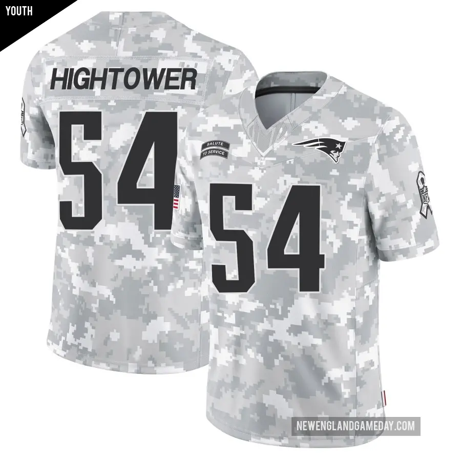 Youth New England Patriots ＃54 Dont'a Hightower Arctic Camo Limited 2024 Salute to Service Jersey