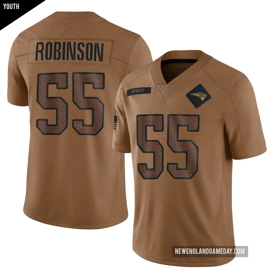 Youth New England Patriots ＃55 Tyrese Robinson Brown Limited 2023 Salute To Service Jersey