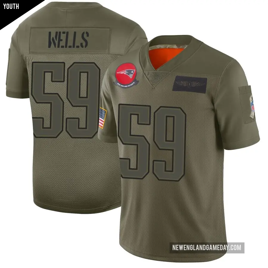 Youth New England Patriots ＃59 Carson Wells Camo Limited 2019 Salute to Service Jersey