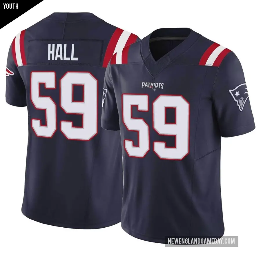 Youth New England Patriots ＃59 Terez Hall Navy Limited Vapor F.U.S.E. Jersey