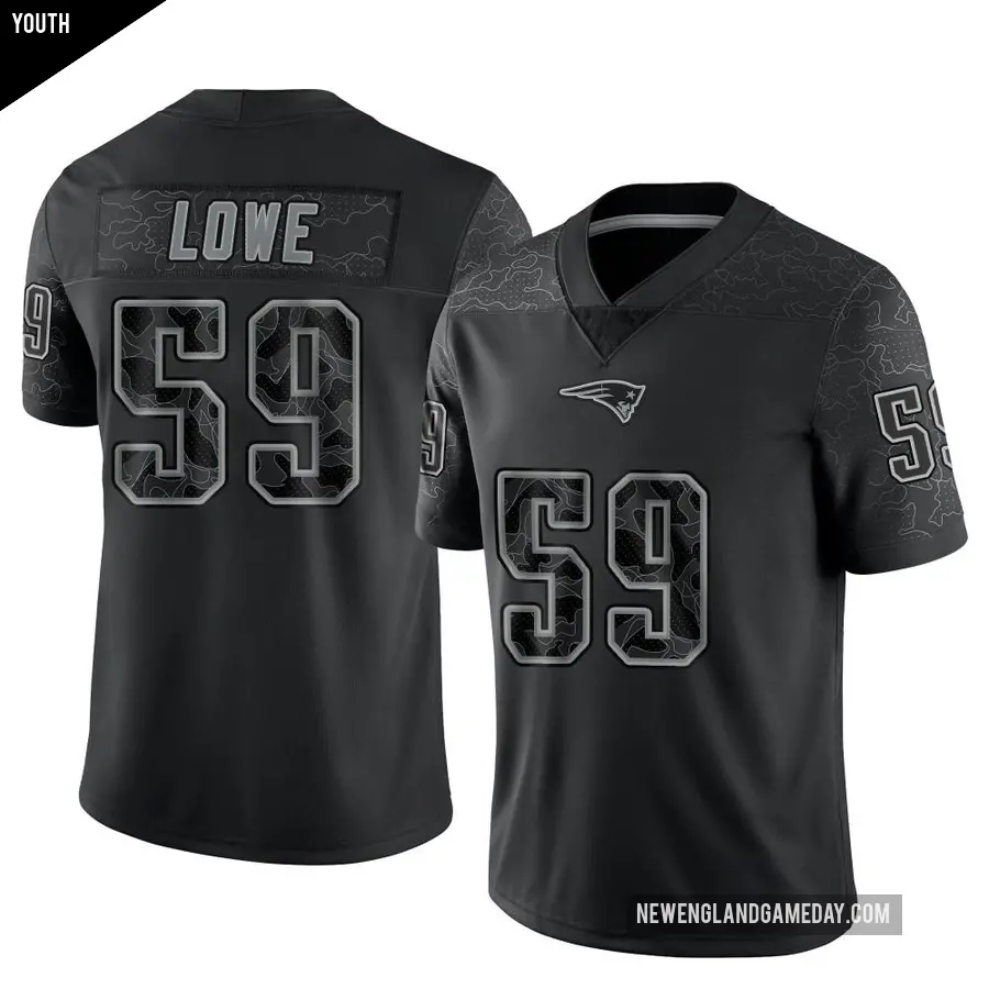 Youth New England Patriots ＃59 Vederian Lowe Black Limited Reflective Jersey