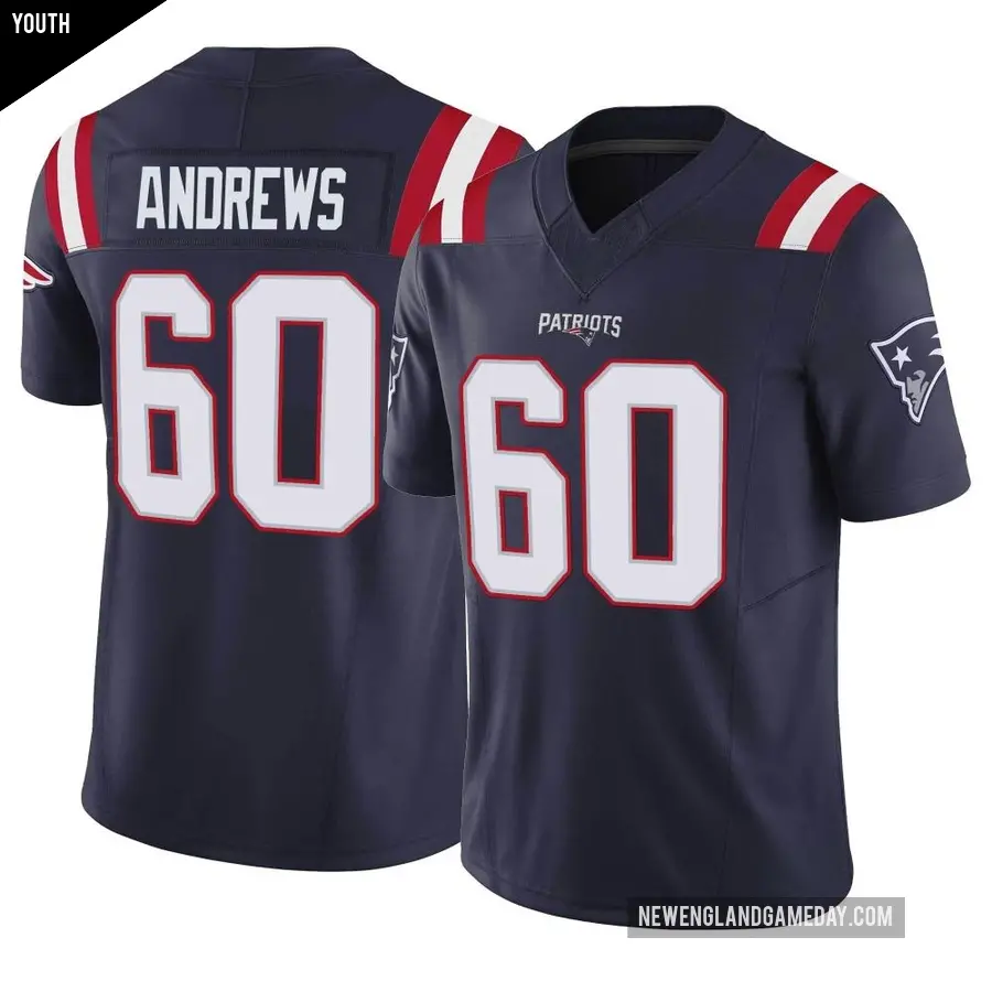 Youth New England Patriots ＃60 David Andrews Navy Limited Vapor F.U.S.E. Jersey