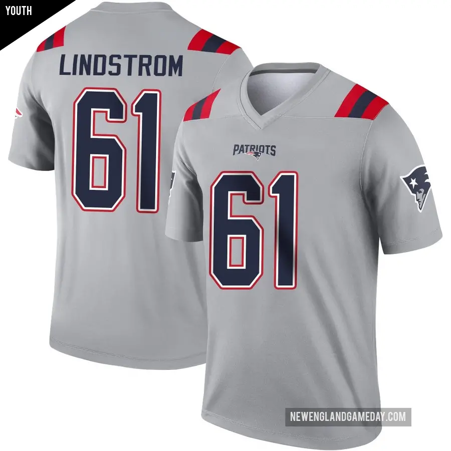 Youth New England Patriots ＃61 Alec Lindstrom Gray Legend Inverted Jersey