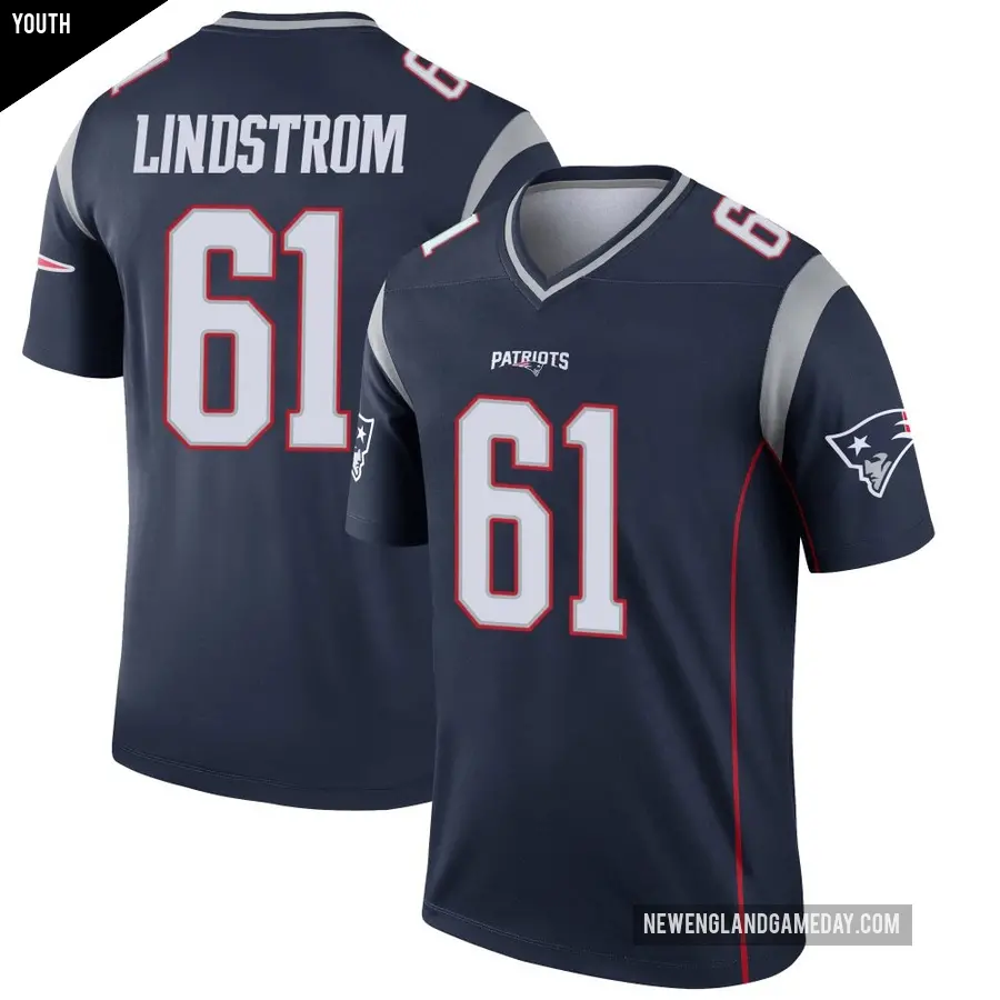 Youth New England Patriots ＃61 Alec Lindstrom Navy Legend Jersey