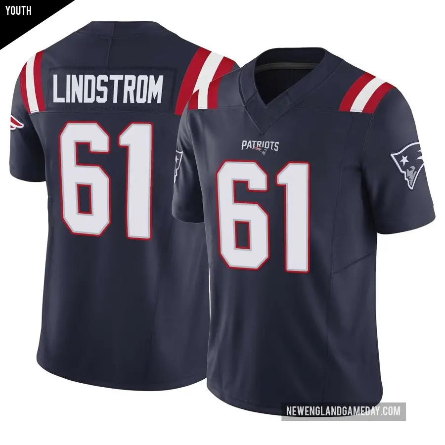 Youth New England Patriots ＃61 Alec Lindstrom Navy Limited Vapor F.U.S.E. Jersey