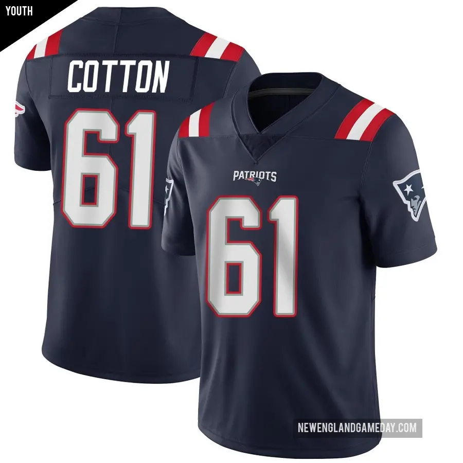 Youth New England Patriots ＃61 Lester Cotton Navy Limited Team Color Vapor Untouchable Jersey