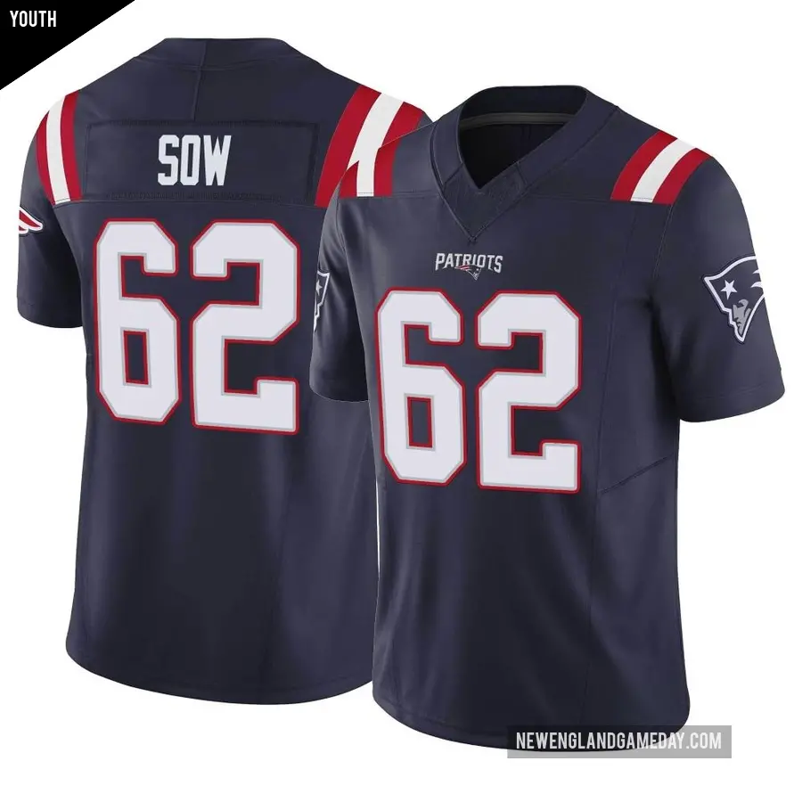 Youth New England Patriots ＃62 Sidy Sow Navy Limited Vapor F.U.S.E. Jersey