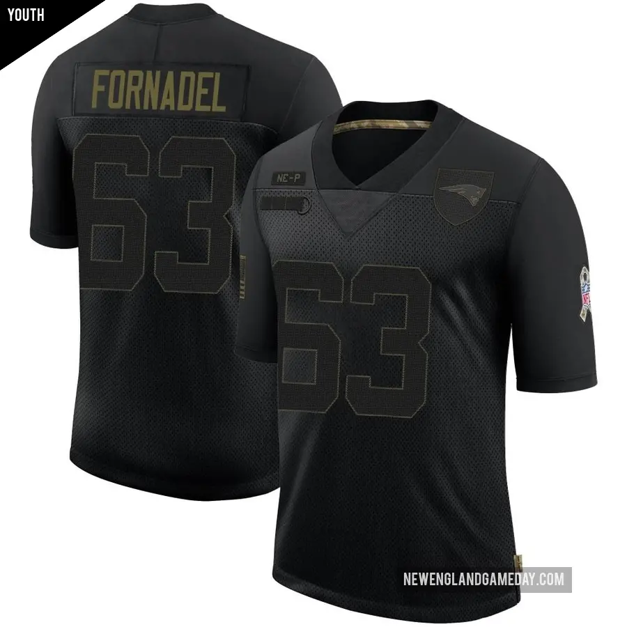 Youth New England Patriots ＃63 Liam Fornadel Black Limited 2020 Salute To Service Jersey