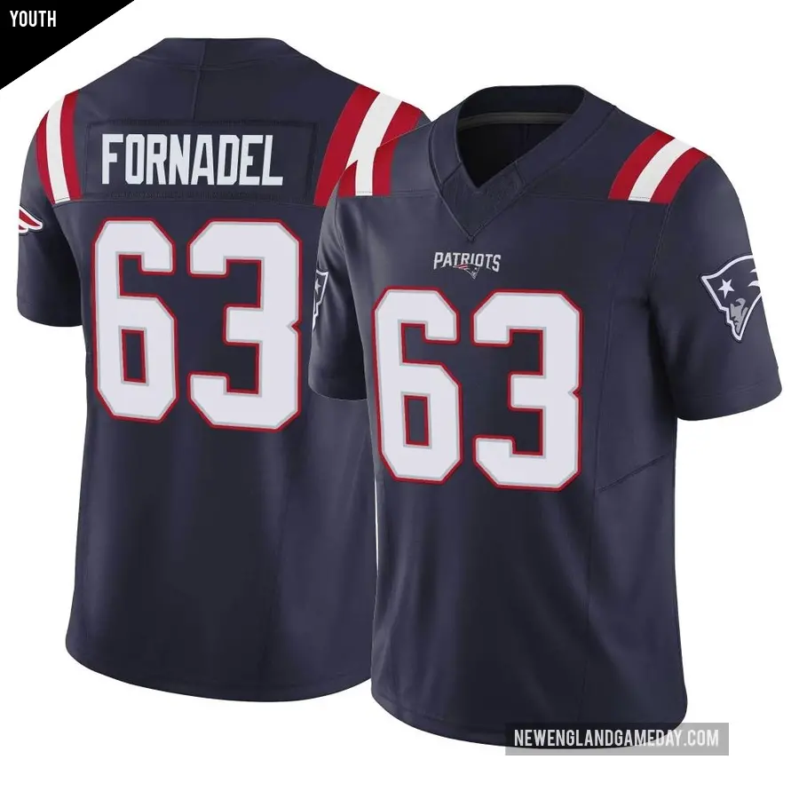 Youth New England Patriots ＃63 Liam Fornadel Navy Limited Vapor F.U.S.E. Jersey