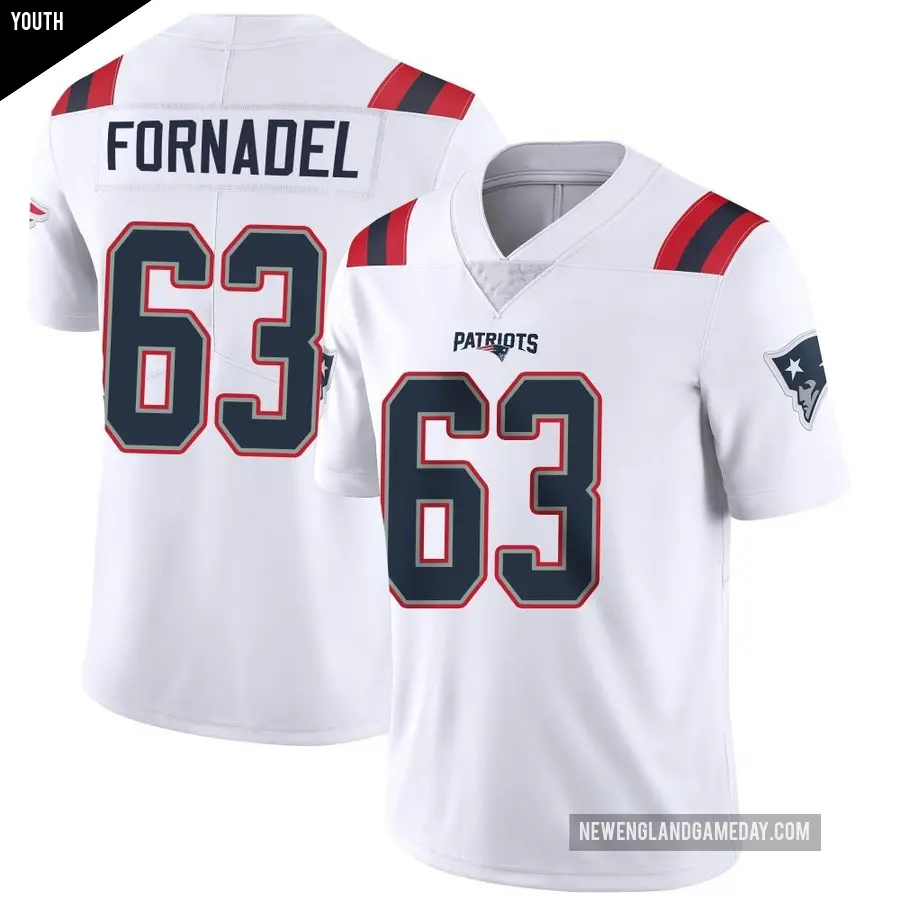 Youth New England Patriots ＃63 Liam Fornadel White Limited Vapor Untouchable Jersey
