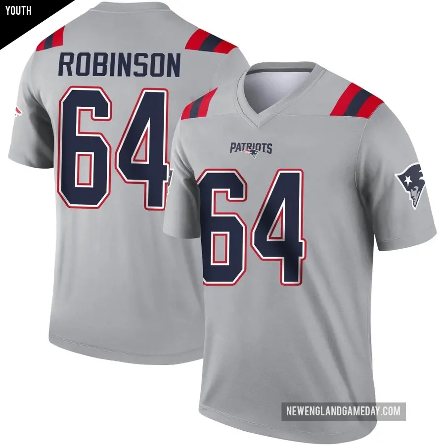 Youth New England Patriots ＃64 Layden Robinson Gray Legend Inverted Jersey