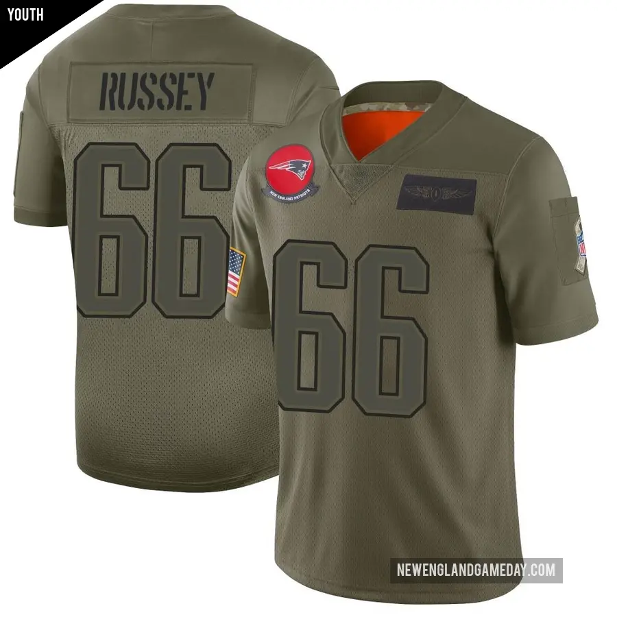 Youth New England Patriots ＃66 Kody Russey Camo Limited 2019 Salute to Service Jersey