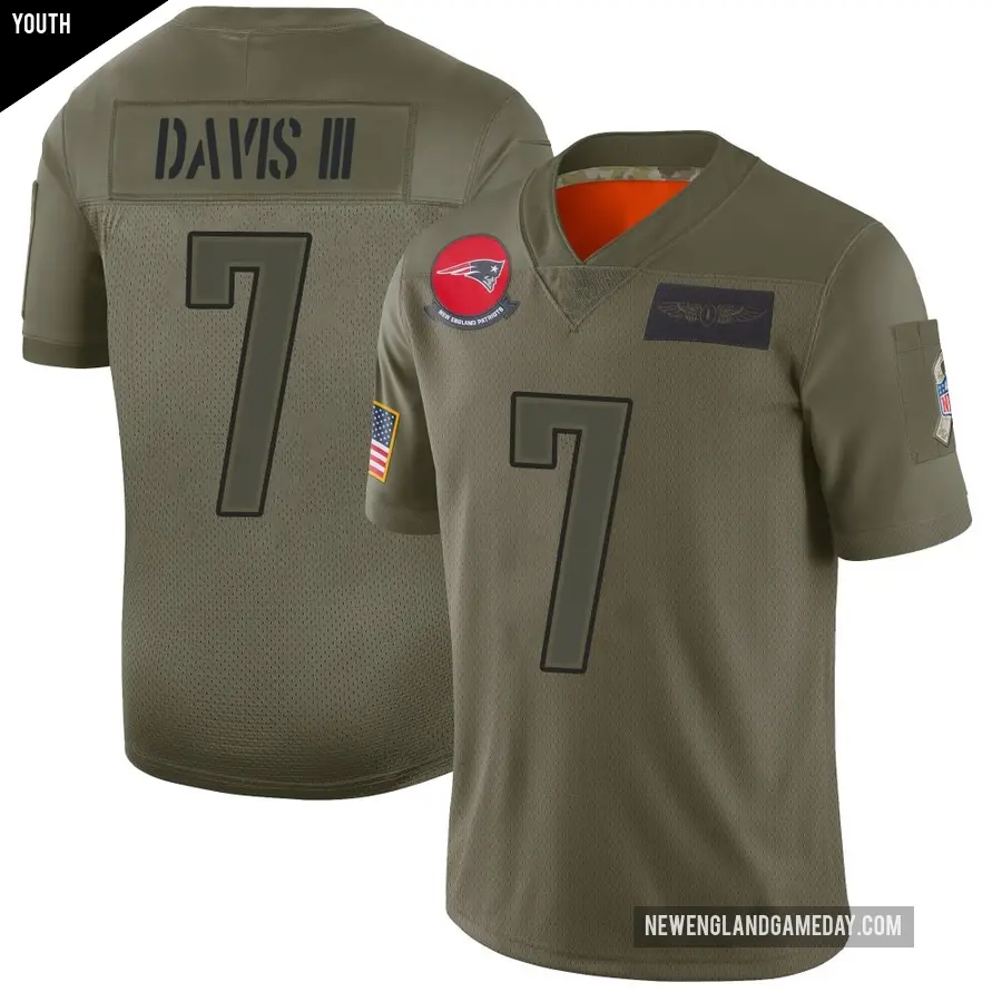 Youth New England Patriots ＃7 Carlton Davis III Camo Limited 2019 Salute to Service Jersey