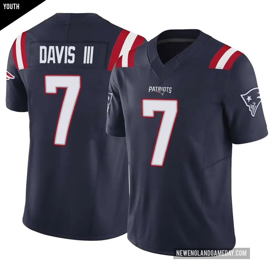 Youth New England Patriots ＃7 Carlton Davis III Navy Limited Vapor F.U.S.E. Jersey