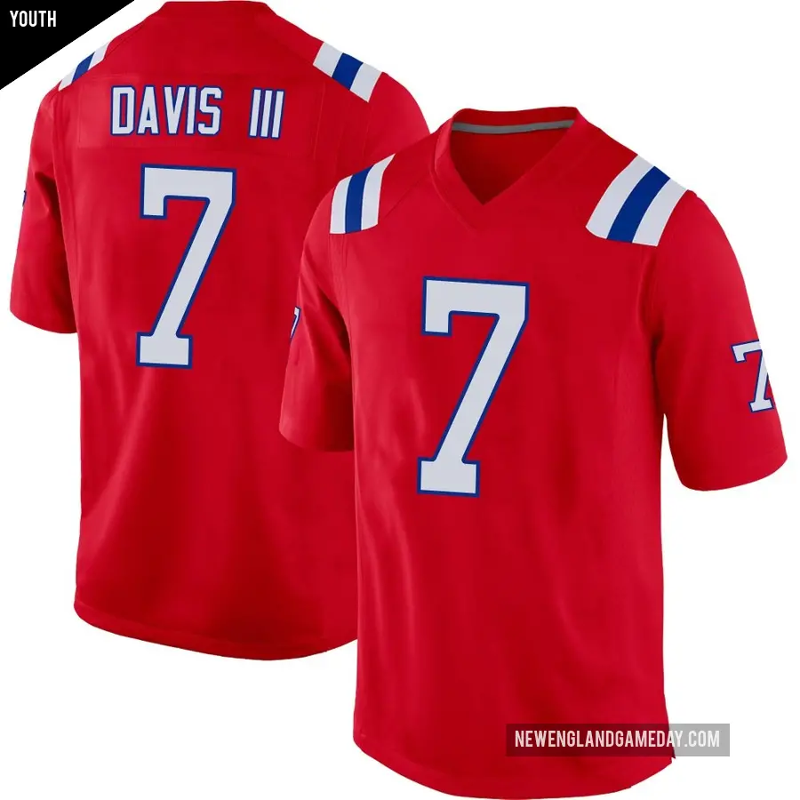 Youth New England Patriots ＃7 Carlton Davis III Red Game Alternate Jersey