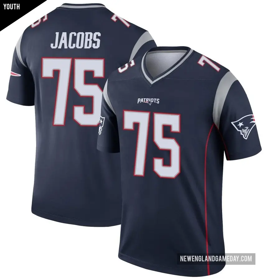 Youth New England Patriots ＃75 Demontrey Jacobs Navy Legend Jersey