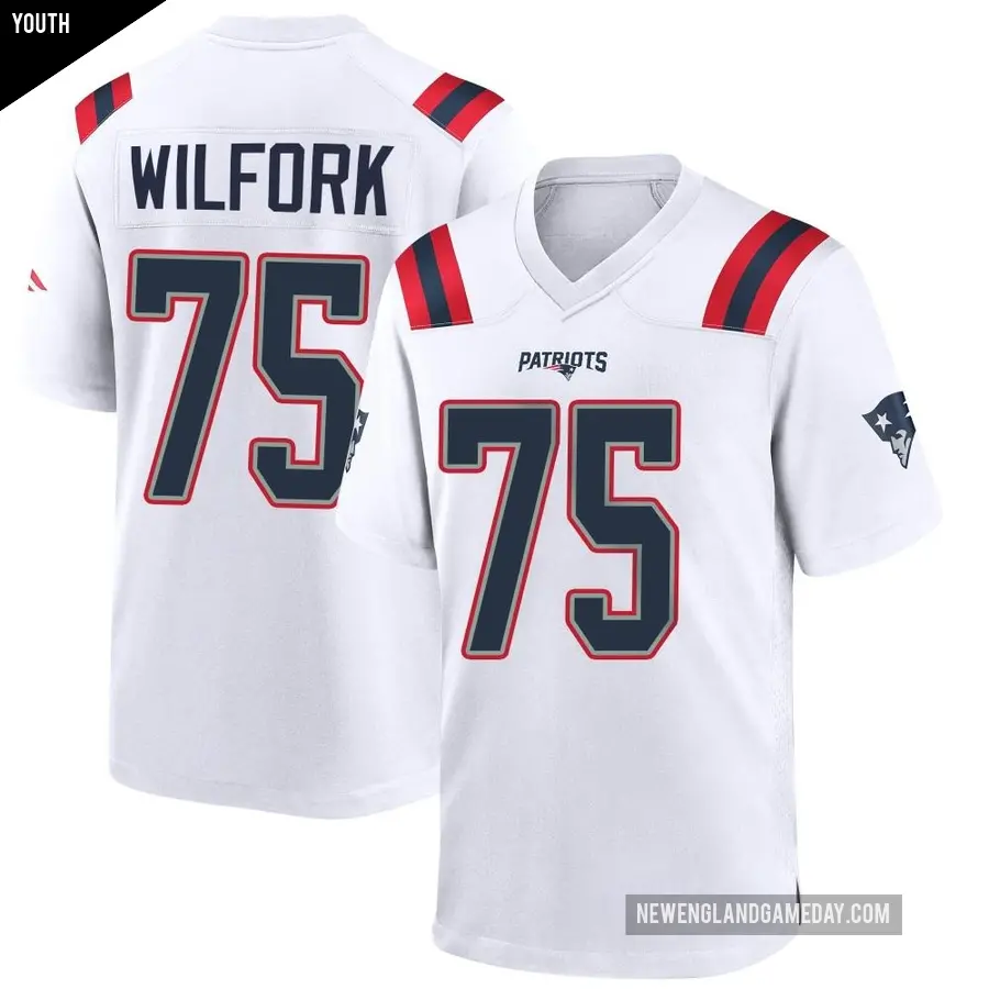 Youth New England Patriots ＃75 Vince Wilfork White Game Jersey