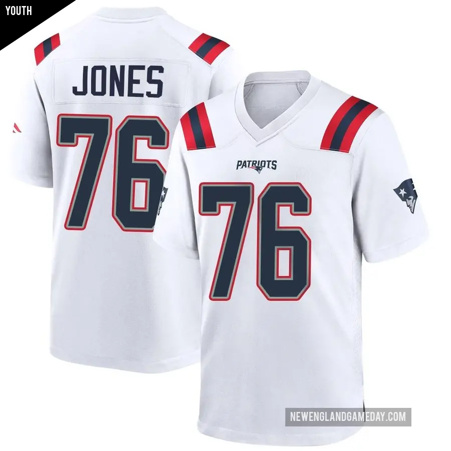 Youth New England Patriots ＃76 Caleb Jones White Game Jersey