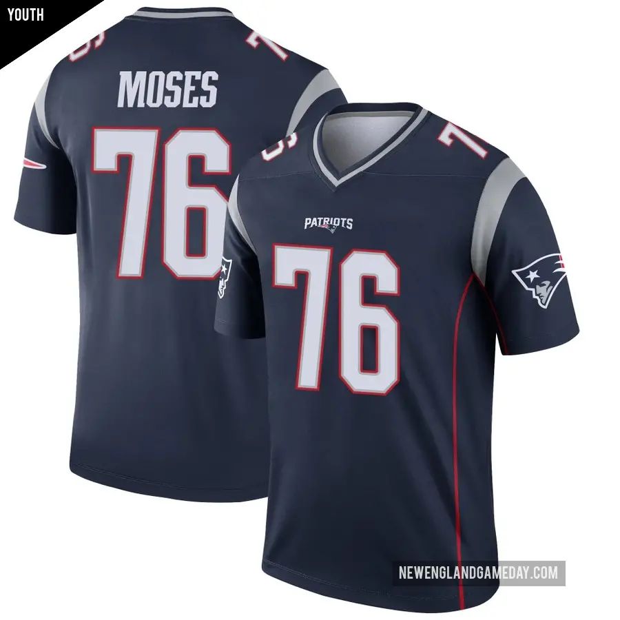 Youth New England Patriots ＃76 Morgan Moses Navy Legend Jersey