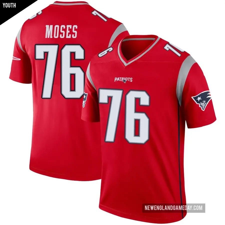 Youth New England Patriots ＃76 Morgan Moses Red Legend Inverted Jersey