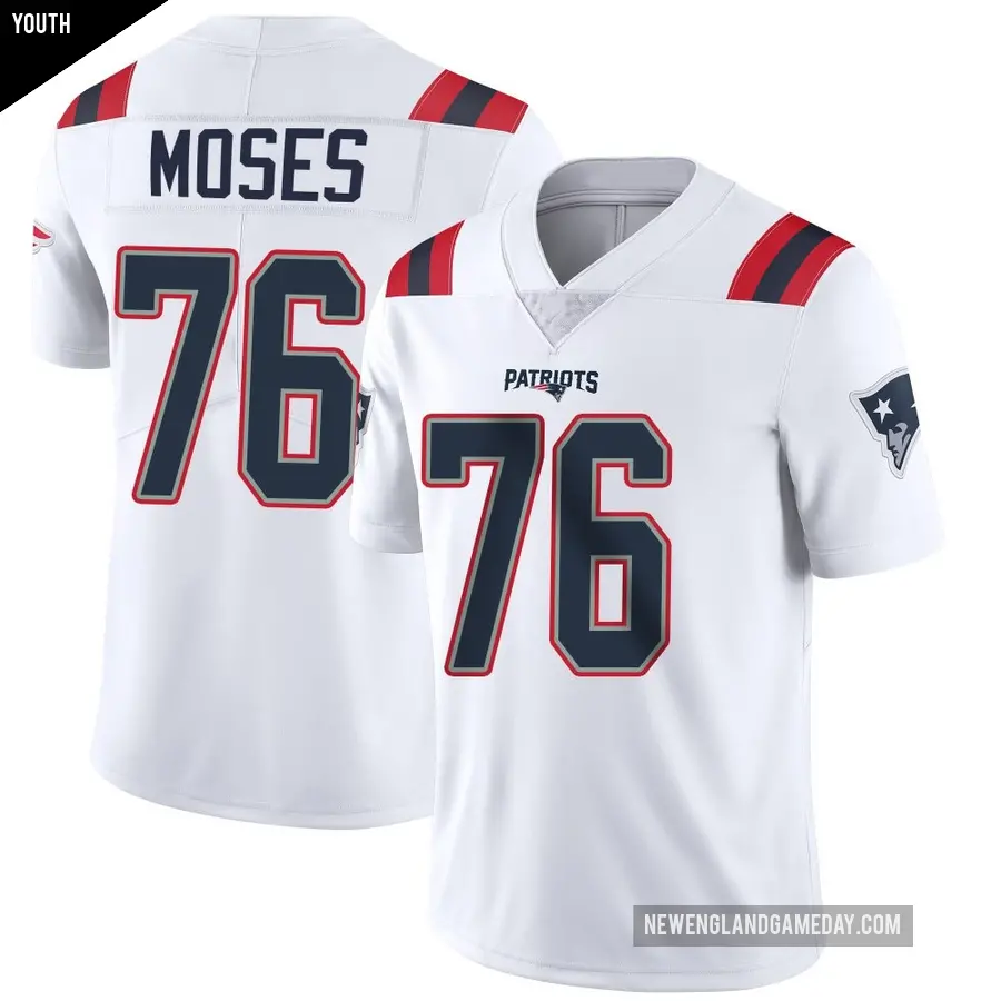 Youth New England Patriots ＃76 Morgan Moses White Limited Vapor Untouchable Jersey
