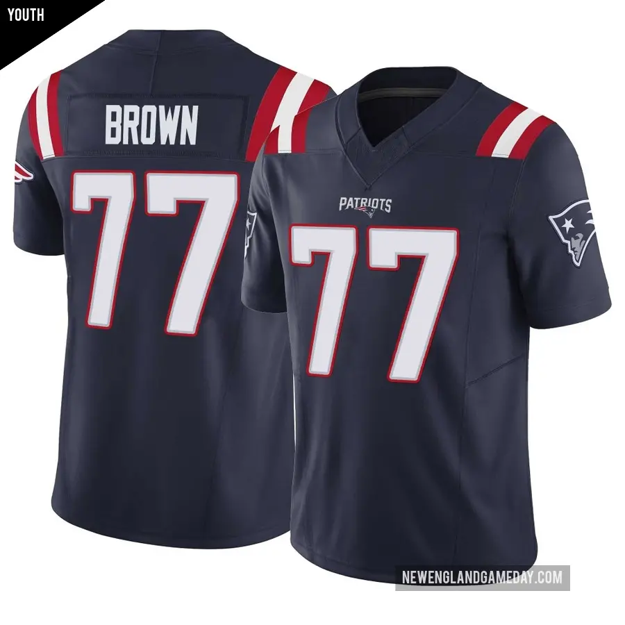 Youth New England Patriots ＃77 Ben Brown Navy Limited Vapor F.U.S.E. Jersey
