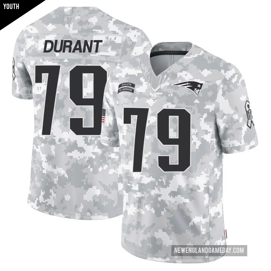 Youth New England Patriots ＃79 Yasir Durant Arctic Camo Limited 2024 Salute to Service Jersey