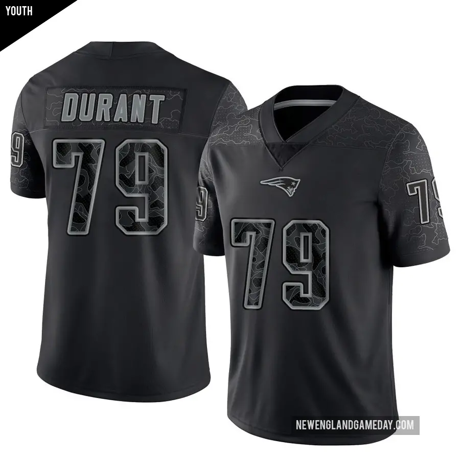Youth New England Patriots ＃79 Yasir Durant Black Limited Reflective Jersey