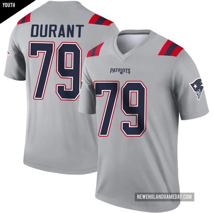 Youth New England Patriots ＃79 Yasir Durant Gray Legend Inverted Jersey