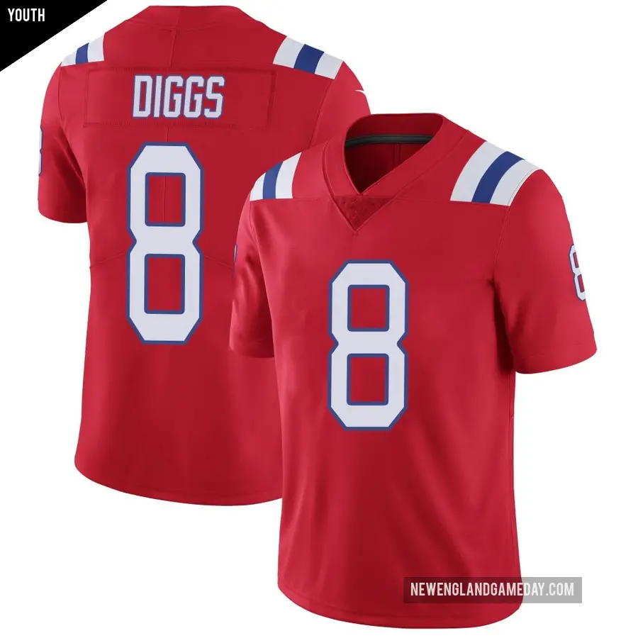 Youth New England Patriots ＃8 Stefon Diggs Red Limited Vapor Untouchable Alternate Jersey