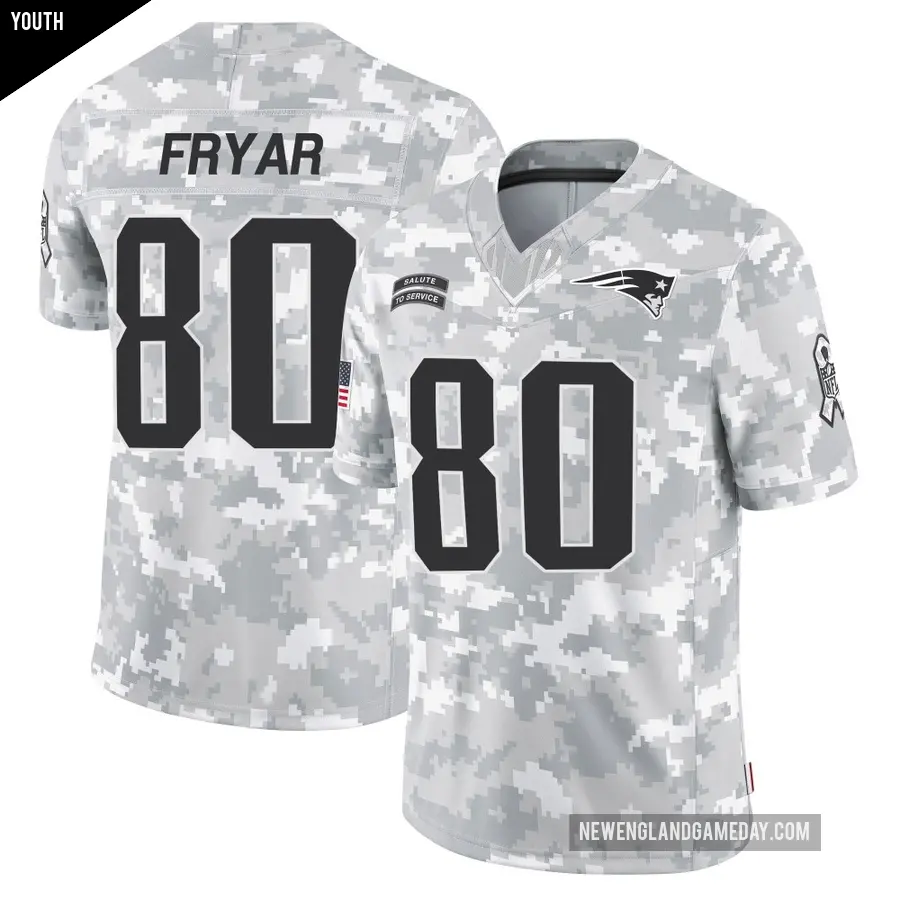 Youth New England Patriots ＃80 Irving Fryar Arctic Camo Limited 2024 Salute to Service Jersey