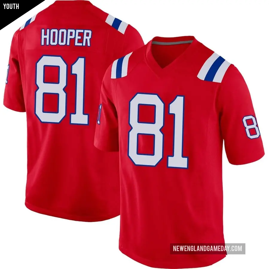 Youth New England Patriots ＃81 Austin Hooper Red Game Alternate Jersey