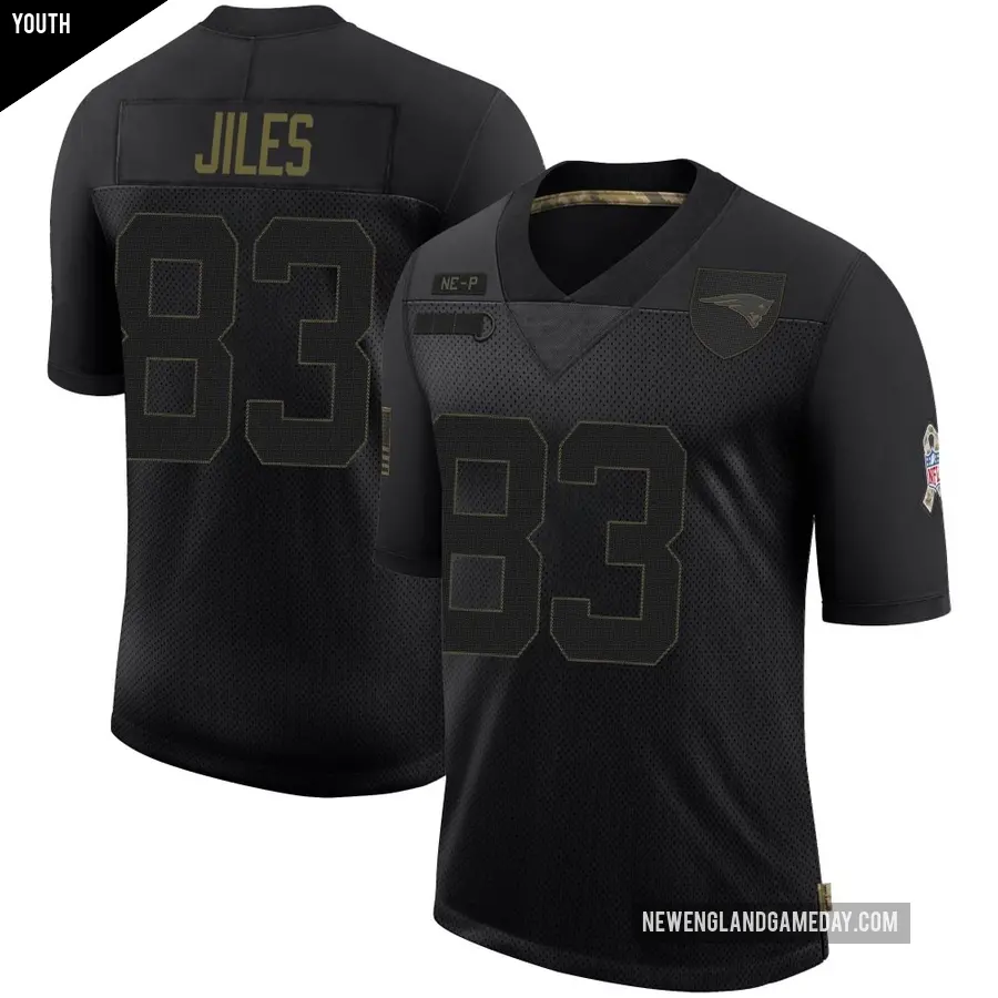 Youth New England Patriots ＃83 John Jiles Black Limited 2020 Salute To Service Jersey