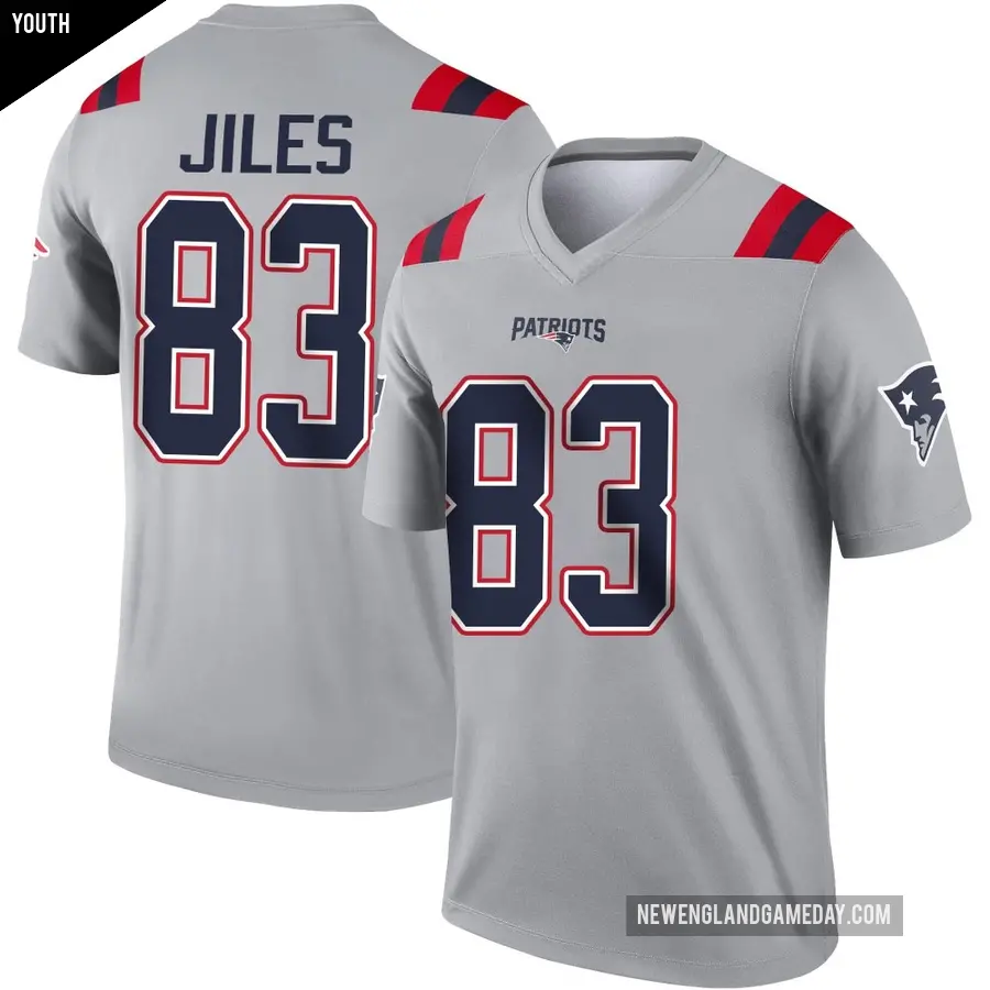 Youth New England Patriots ＃83 John Jiles Gray Legend Inverted Jersey