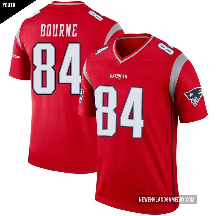 Youth New England Patriots ＃84 Kendrick Bourne Red Legend Inverted Jersey