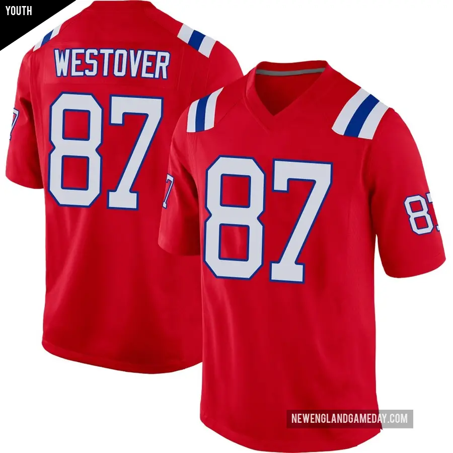 Youth New England Patriots ＃87 Jack Westover Red Game Alternate Jersey