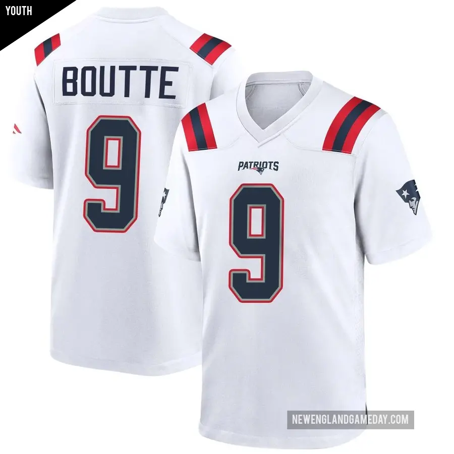 Youth New England Patriots ＃9 Kayshon Boutte White Game Jersey
