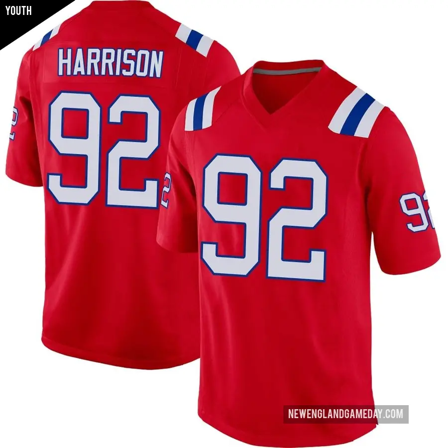 Youth New England Patriots ＃92 James Harrison Red Game Alternate Jersey