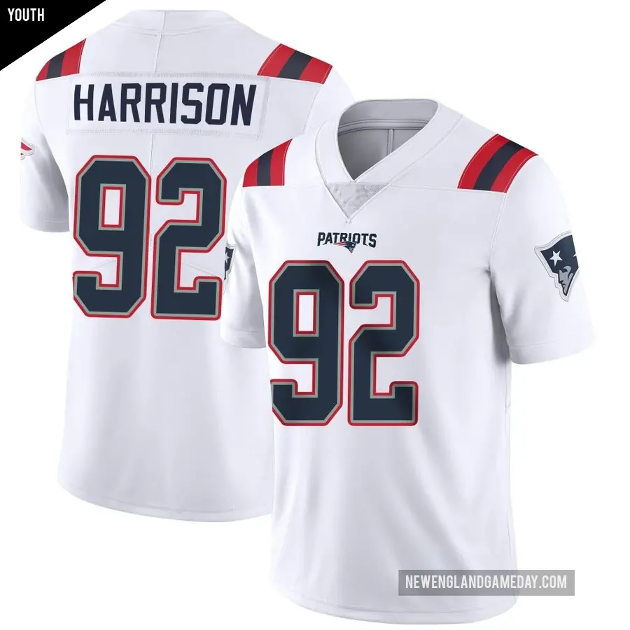 Youth New England Patriots ＃92 James Harrison White Limited Vapor Untouchable Jersey