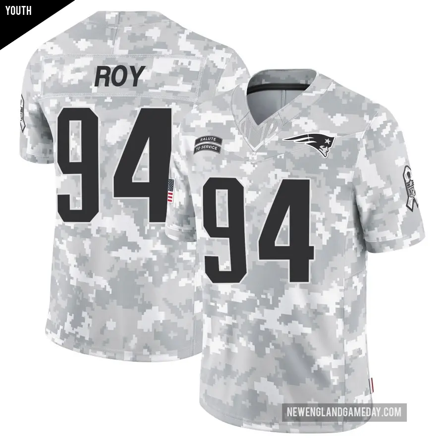 Youth New England Patriots ＃94 Jaquelin Roy Arctic Camo Limited 2024 Salute to Service Jersey